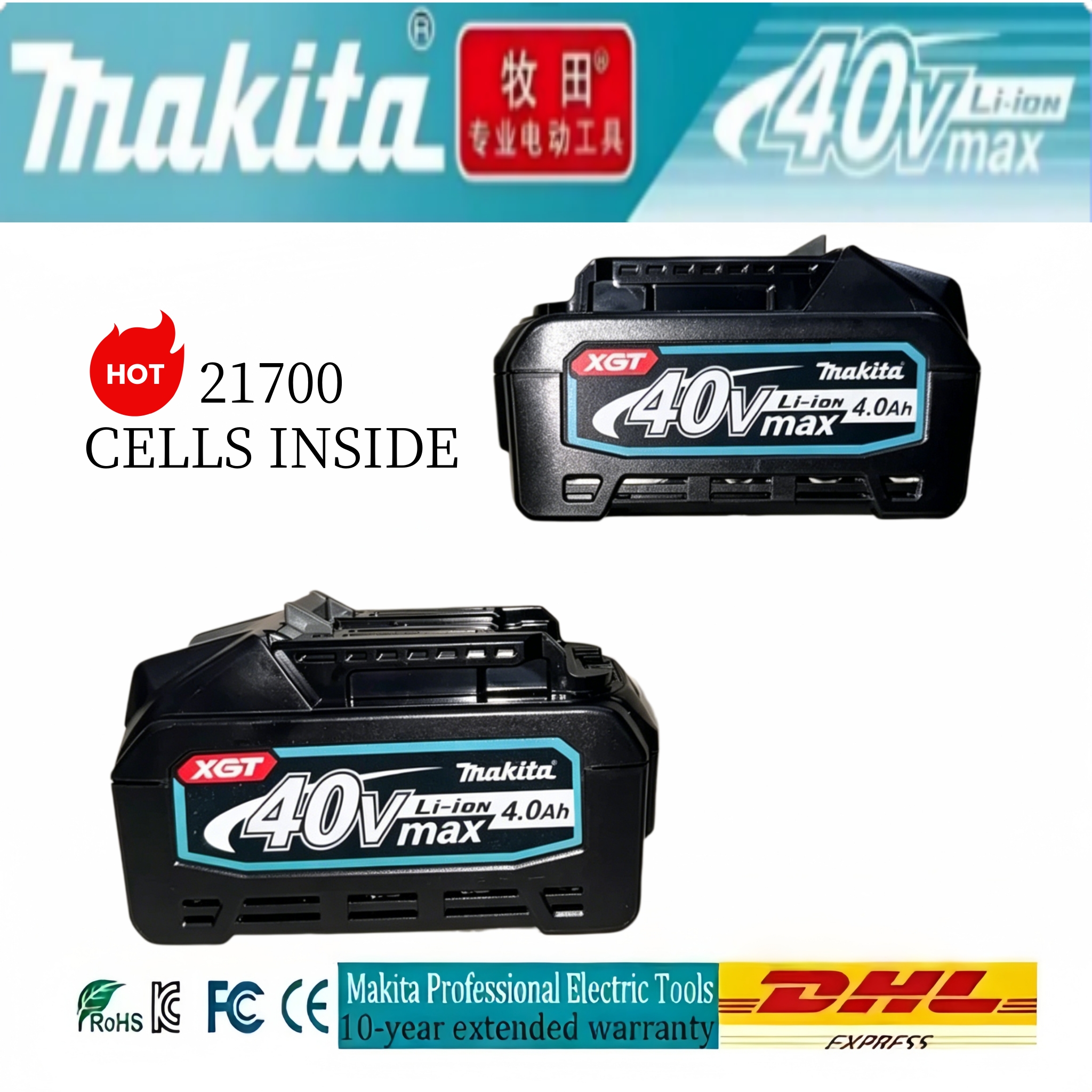 Makita Power Tools Xgt - Makita 40V4.0Ah Battery BL4050F for Makita