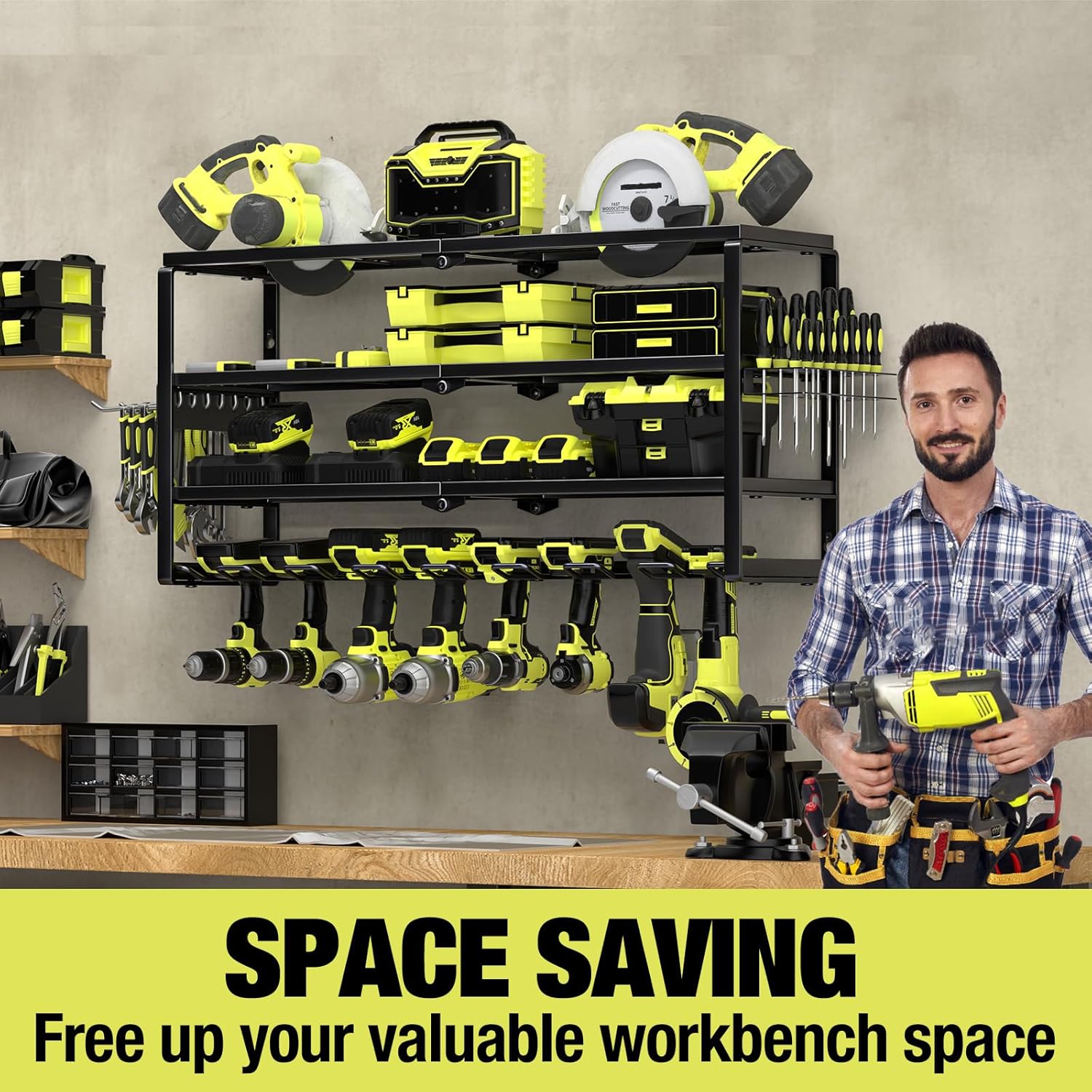 4 Layer Wall Mount Power Tool  - Power Tools Station 评论和价格
