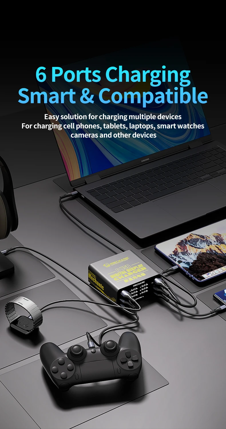 MECHANIC 6-Port USB fast charg - Power Tools Station 评论和价格